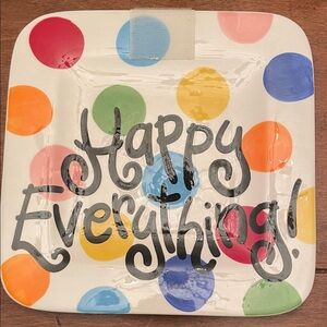 Colorful Polka Dot Happy Everything Coton Colors  Party Plate 9.25 inch square
